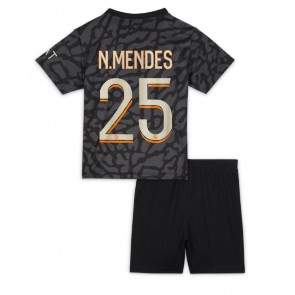 Paris Saint-Germain Nuno Mendes #25 Replica Third Stadium Kit for Kids 2023-24 Short Sleeve (+ pants)